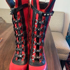 A.S. 98 Genuine Vintage Leather Red Boots with metal embellishments Size 39